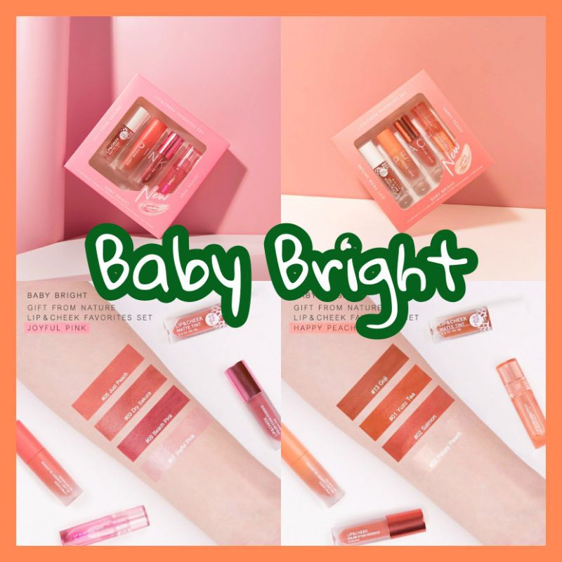 Sét 4 cây son Baby Bright Thái Lan Lip &amp; Cheek Favorites mới Fullsize - Chính Hãng