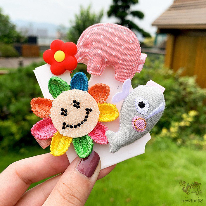 Set Kẹp Tóc Kiểu Hoạt Hình Đáng Yêu Độc Đáo Cho Bé Gái