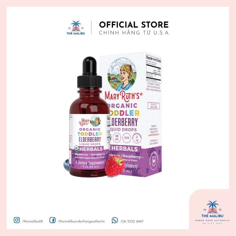 Vitamin tổng hợp hữu cơ Mary Ruth's Organic Elderberry 30ml nhập Mỹ
