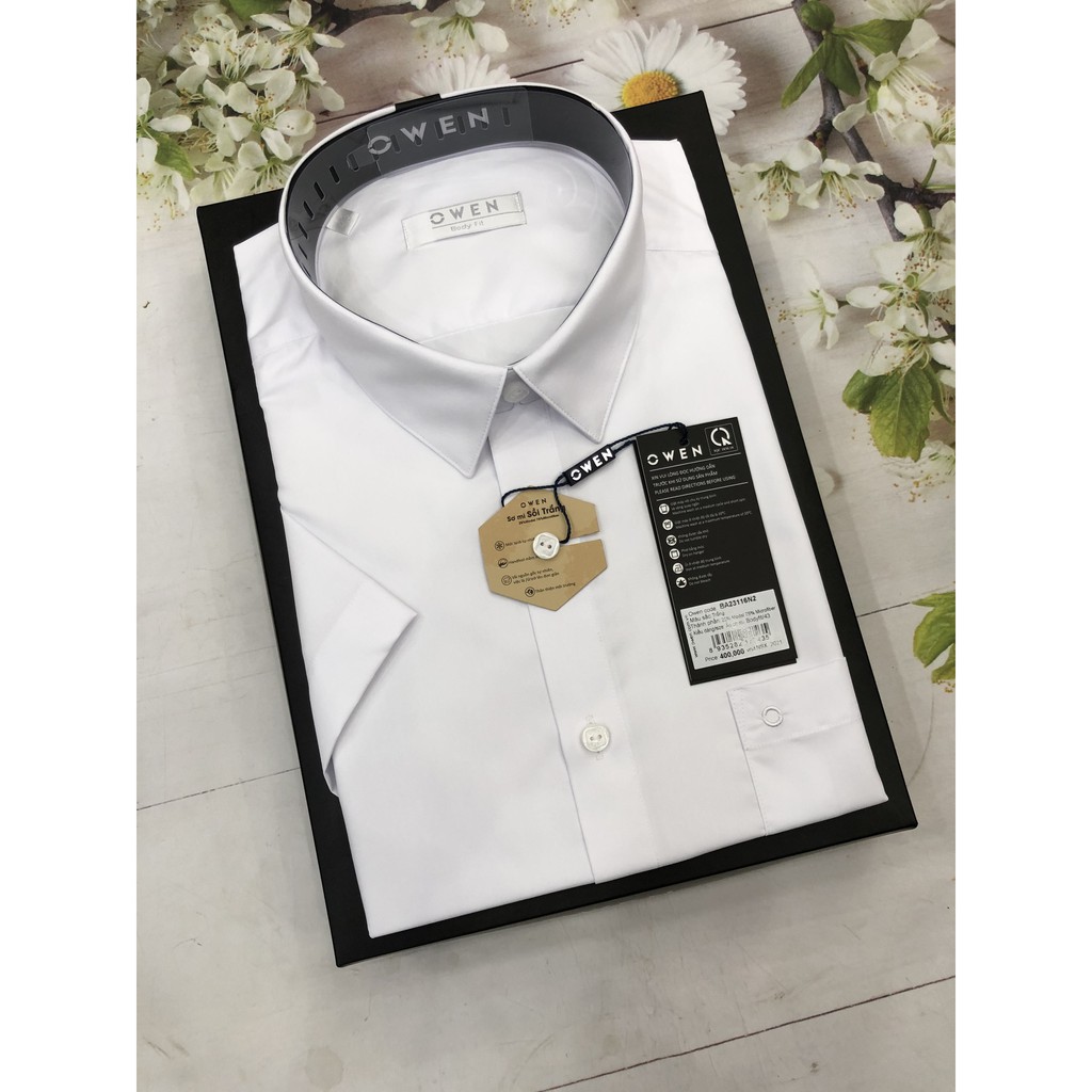 ÁO SƠ MI TRẮNG CỘC TAY NAM OWEN MỚI NHẤT 2021 BA23116 - FREE SHIP - KIỂU DÁNG TRẺ TRUNG FORM CÔNG SỞ