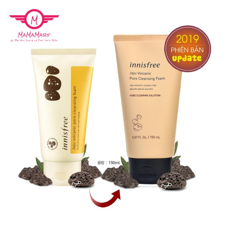Sữa rửa mặt Innisfree tro núi lửa JEJU VOLCANIC PORE CLEANSING FOAM 150ml ( Hàn Quốc) dành cho da dầu cho da nhạy cảm | BigBuy360 - bigbuy360.vn
