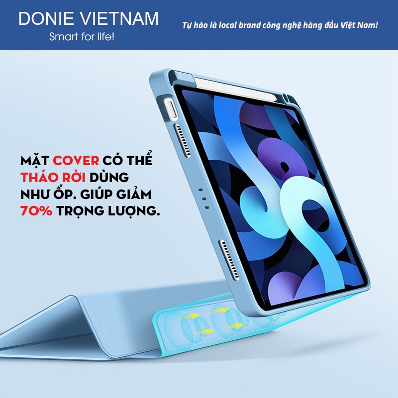 Bao Da Ipad Bản Premium Nam Châm Tháo Rời Cho Pro 11, Pro 12.9 Air 4,5 Gen 7,8,9 - Vỏ Ốp Ipad Có Khe Đựng Sạc Bút