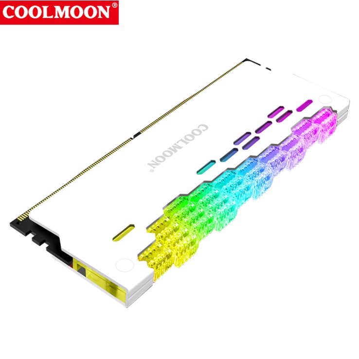 Tản Nhiệt Làm Mát Ram Coolmoon Led 5v ARGB RA-2 Màu Trắng, Đồng Bộ Màu Mainboard, Hub Coolmoon