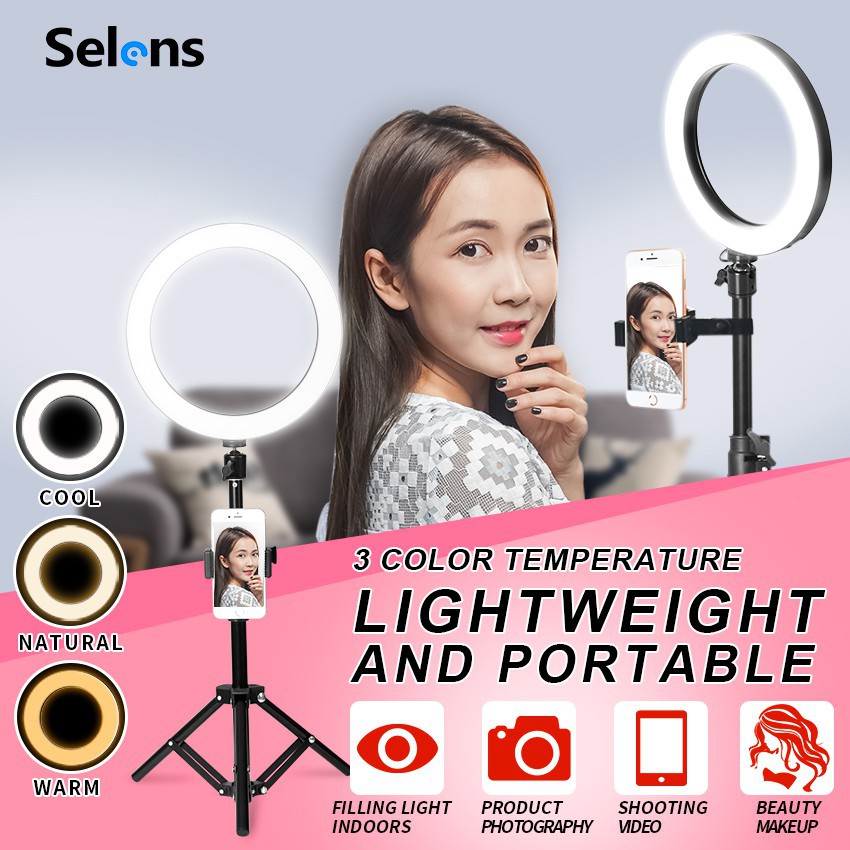 Đèn Led Selens Tròn Trợ Sáng Chụp Ảnh Studio 6 Inch Kèm Phụ Kiện