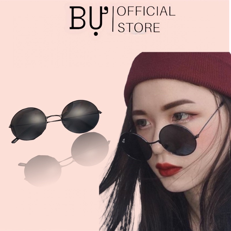 Mắt kính thầy bói hotgirl tròng đen - đen viền đen