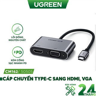 Bộ chuyển đổi USB Type C sang HDMI và VGA dài 15cm UGREEN MM123