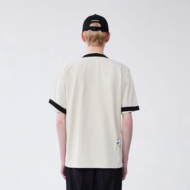 Áo Thun Tay Ngắn Cổ Tròn Thêu Họa Tiết Màu Sắc Tương Phản Thời Trang Mùa Hè Cho Nữ