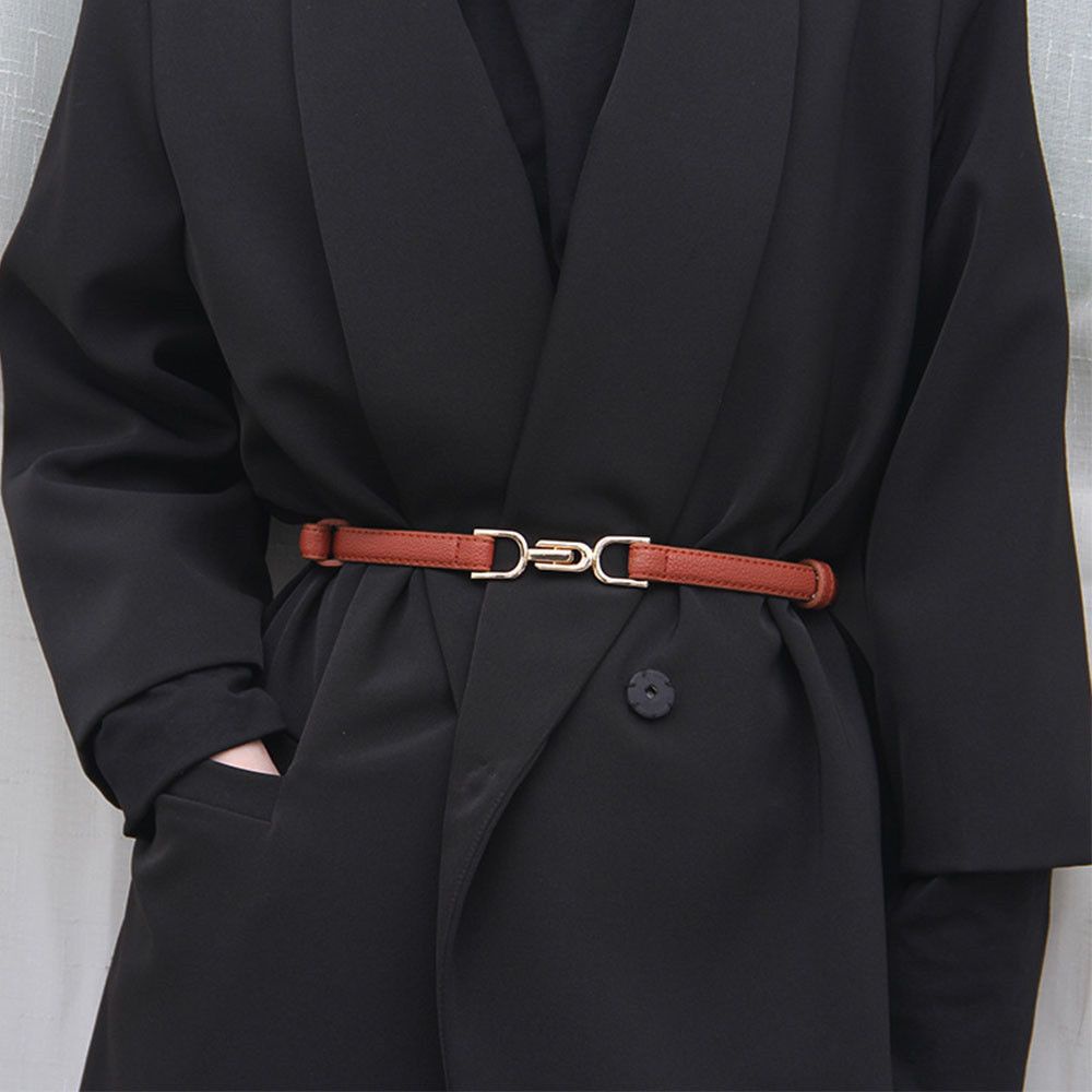 Thắt lưng da PU bản nhỏ màu sắc thời trang tinh tế cho nữ