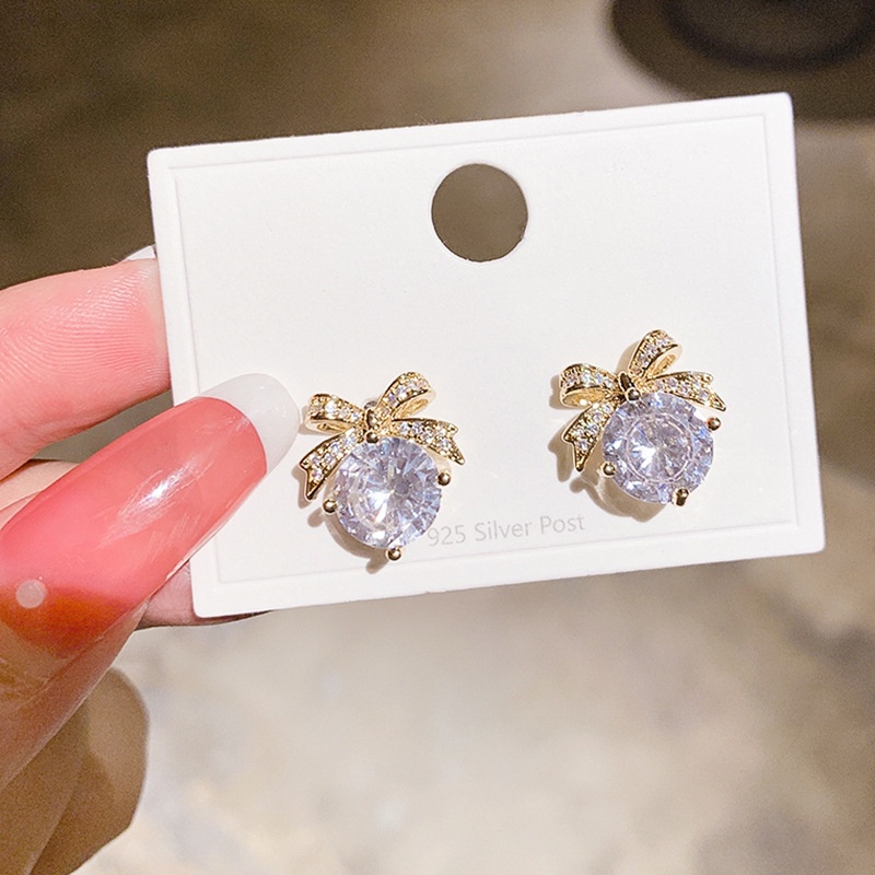 Đôi Bông Tai Hình Nơ Đính Đá Thời Trang