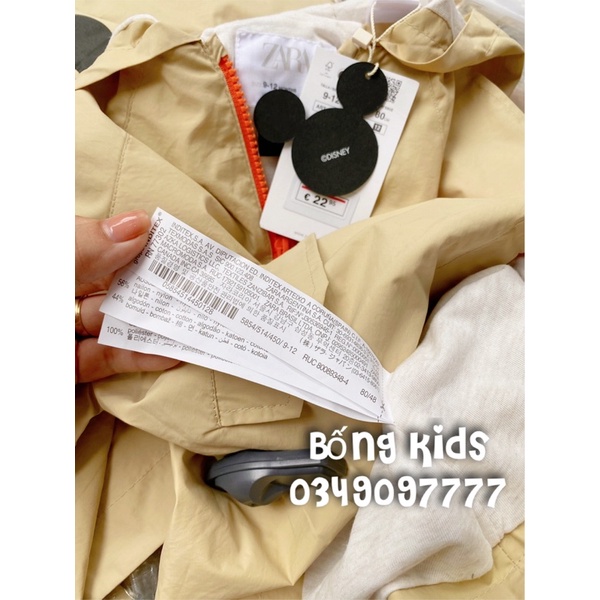 Áo Trench Coat Bé Gái Đáp Lưng Minnie Séc Be Nude ZR