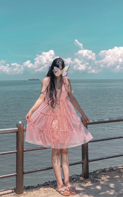Pass đầm váy tutu dress hồng thắt nơ caocaobycaochen