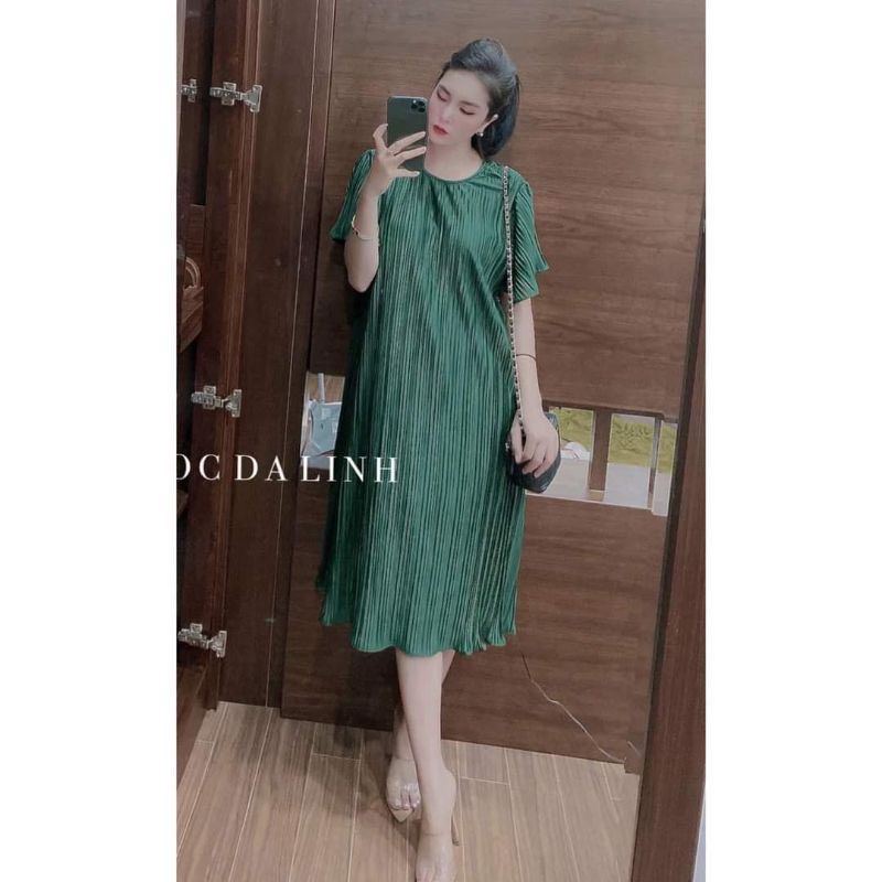 váy dập ly cao cấp dáng suông Chất chifon hai lớp Mềm, Thấm Mồ Hôi Tốt,size đến 80Kg