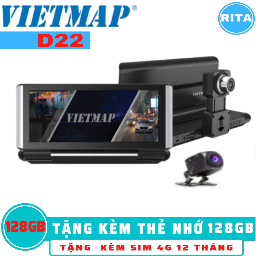 [Kèm Thẻ Nhớ 128Gb] Camera Hành Trình Vietmap D22 [Sim 4G Vina 12 Tháng]