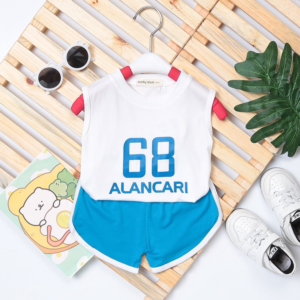 Bộ sát nách thun lạnh minkymom mẫu in số cho bé