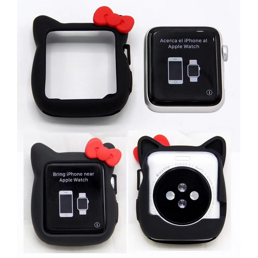 Ốp silicon hình mèo Hello Kitty xinh xắn dành cho đồng hồ thông minh Apple Watch Series 5/4/3 / 2 / 1 (38 / 42mm/40mm/44mm)