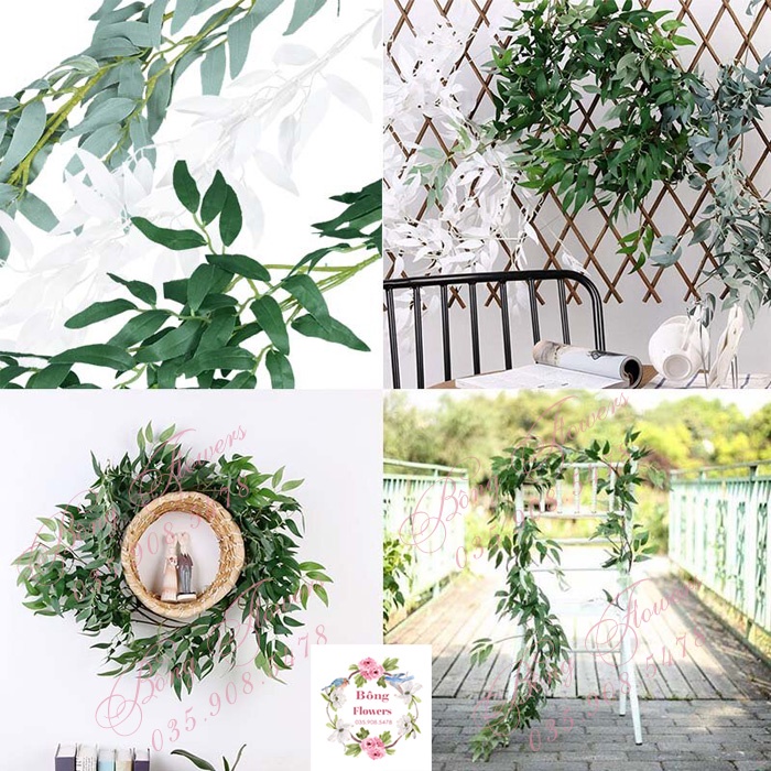 Cành Dây Olive , Dây lá Bạch Đàn, lá giả nhựa happy birthday phụ kiện trang trí sinh nhật