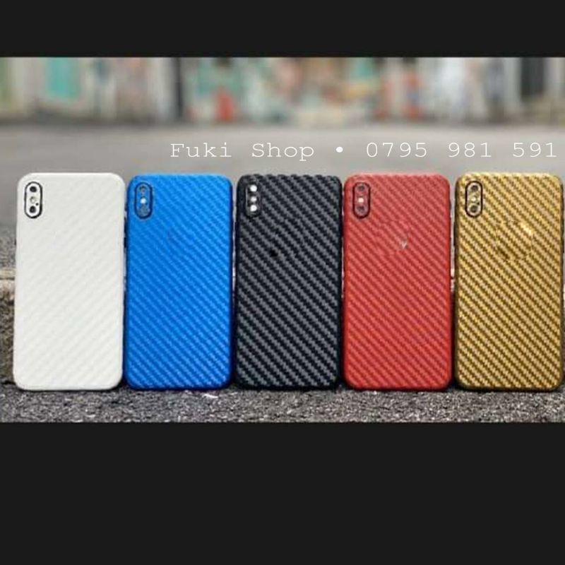 Tấm Dán Skin FULL Sợi Carbon &lt;MÀU&gt;  5 6 7 8 6plus 7plus 8plus X XS XR XSMAX 11 PRO MAX