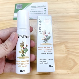 Xịt keo ong Vitatree 30ml, Vitatree Super Propolis Spray complex with Honey Úc