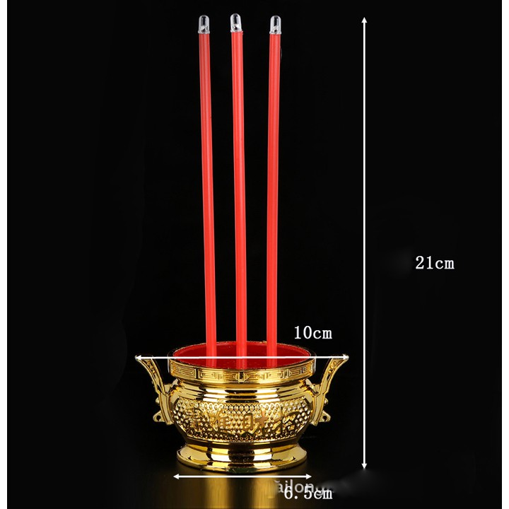 Bộ lư hương và 2 nến bàn thờ ông bà tổ tiên điện tử đèn led