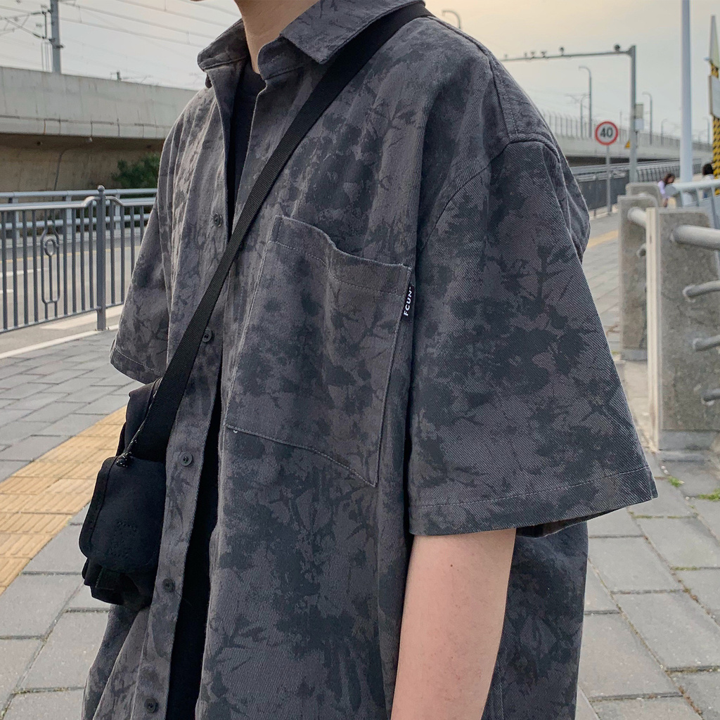 Áo Sơ Mi Tay Ngắn Dáng Rộng Phối Màu Nhuộm Kiểu Hàn Quốc Cá Tính Cho Nam ÁO Sơ Mi Nam Big Size Sơ Mi Nam Cao CấP ÁO Sơ Mi Unisex