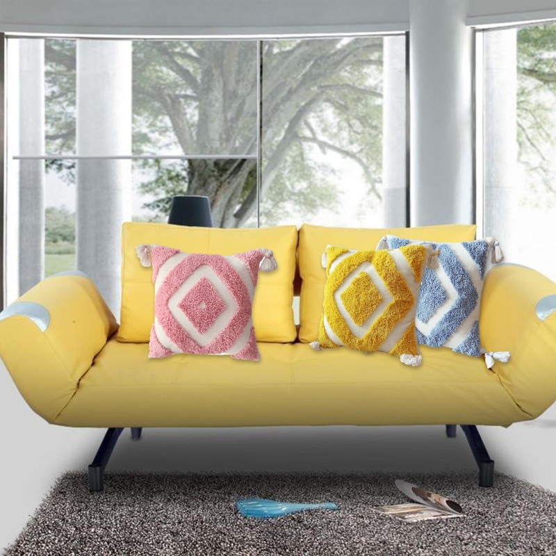 Xiangbao Vỏ Gối Ném Tua Rua Họa Tiết Kim Cương Hình Thoi Tối Giản Phong Cách Ma Rốc Bắc Âu