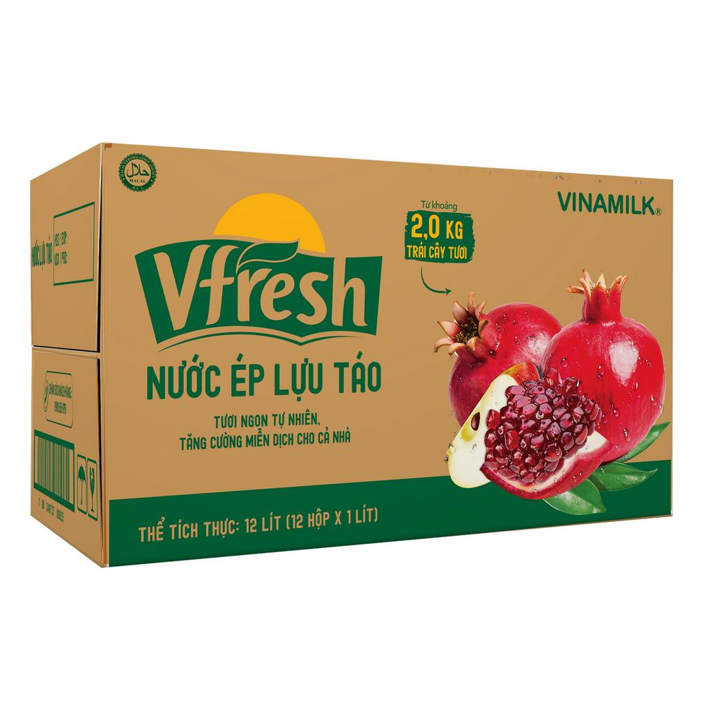Nước trái cây vị lựu táo Vfresh - Thùng 12 hộp 1L