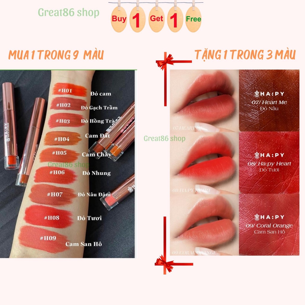 Son Kem Lì Hapy Siêu Lì Kháng Kháng Nước Không Trôi - Son Happy Matte Lipcream