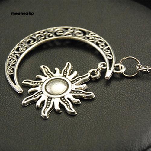 Dây chuyền hợp kim hình mặt trăng và mặt trời phong cách vintage