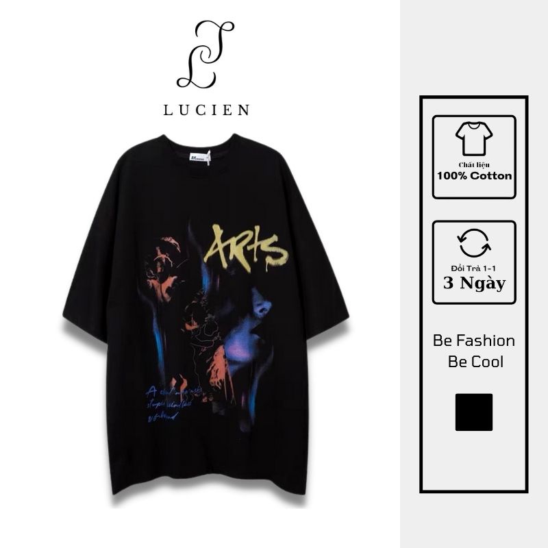 Áo thun tay lỡ ARTS chất liệu cotton cho nam nữ, Áo phông unisex phong cách Ulzzang Lucien Clothing