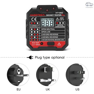 TP  HABOTEST Advanced GFCI Electric Socket Tester Automatic Neutral Live Earth Wire Testing Circuit Polarity Detecto