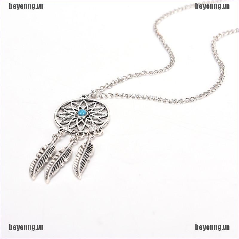 Bộ vòng cổ + Bông Tai Hình Dreamcatcher Đính Lông Vũ Phong Cách Bohemian