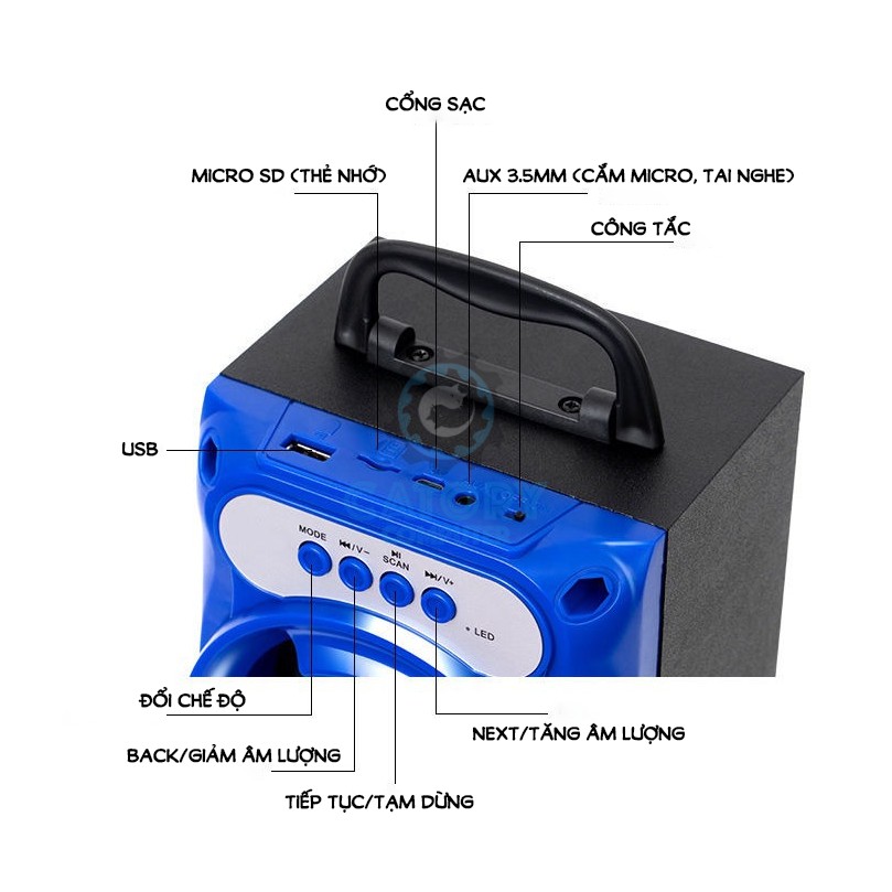 Loa Bluetooth Mini Xách Tay GS16 LED RGB Đa Chức Năng – BH 12 Tháng