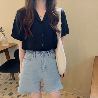 Áo sơ mi cộc cổ V