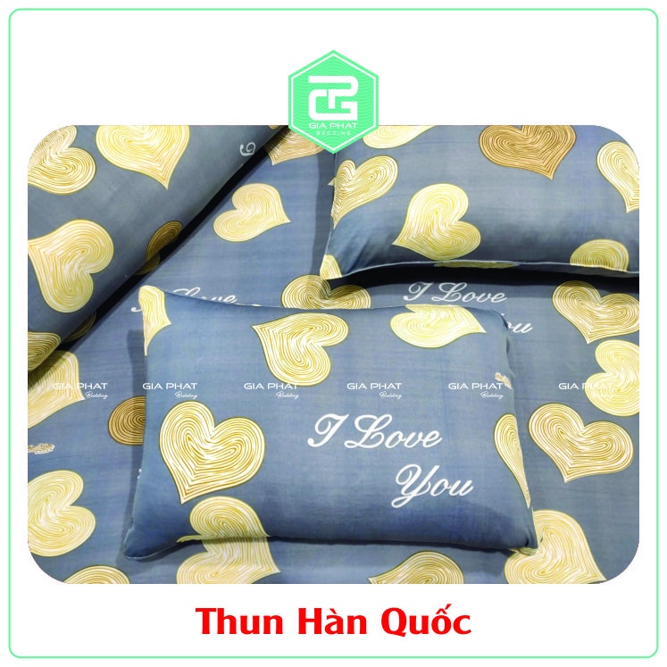Bộ Ga Gối Thun Lạnh Hàn Quốc  họa tiết Trái Tim