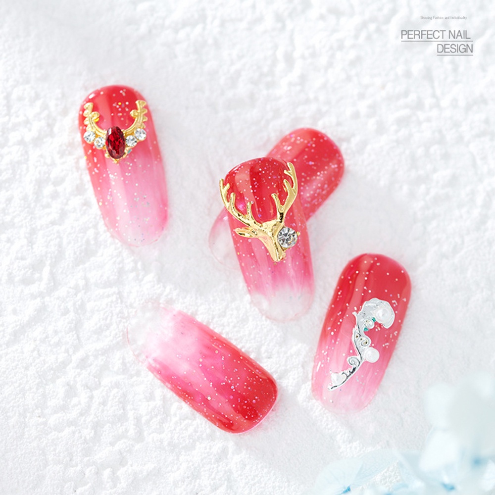 Set 10 Phụ Kiện Trang Trí Móng Tay Hình Sừng Hươu 3D Sang Trọng Diy