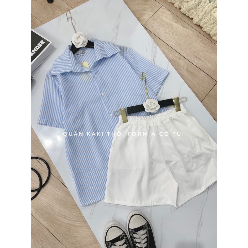 Set bộ sơ mi đũi xốp xẻ tà quần short đùi LT475 0322