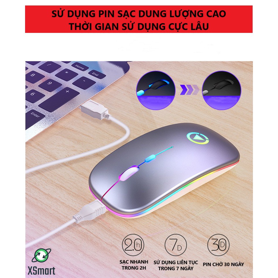 Chuột Bluetooth Gaming Không Dây X15 + Lót Chuột Thiết Kế Siêu Mỏng, Led Rgb Cực Đẹp Dùng Cho Máy Tính, Điện Thoại, ipad