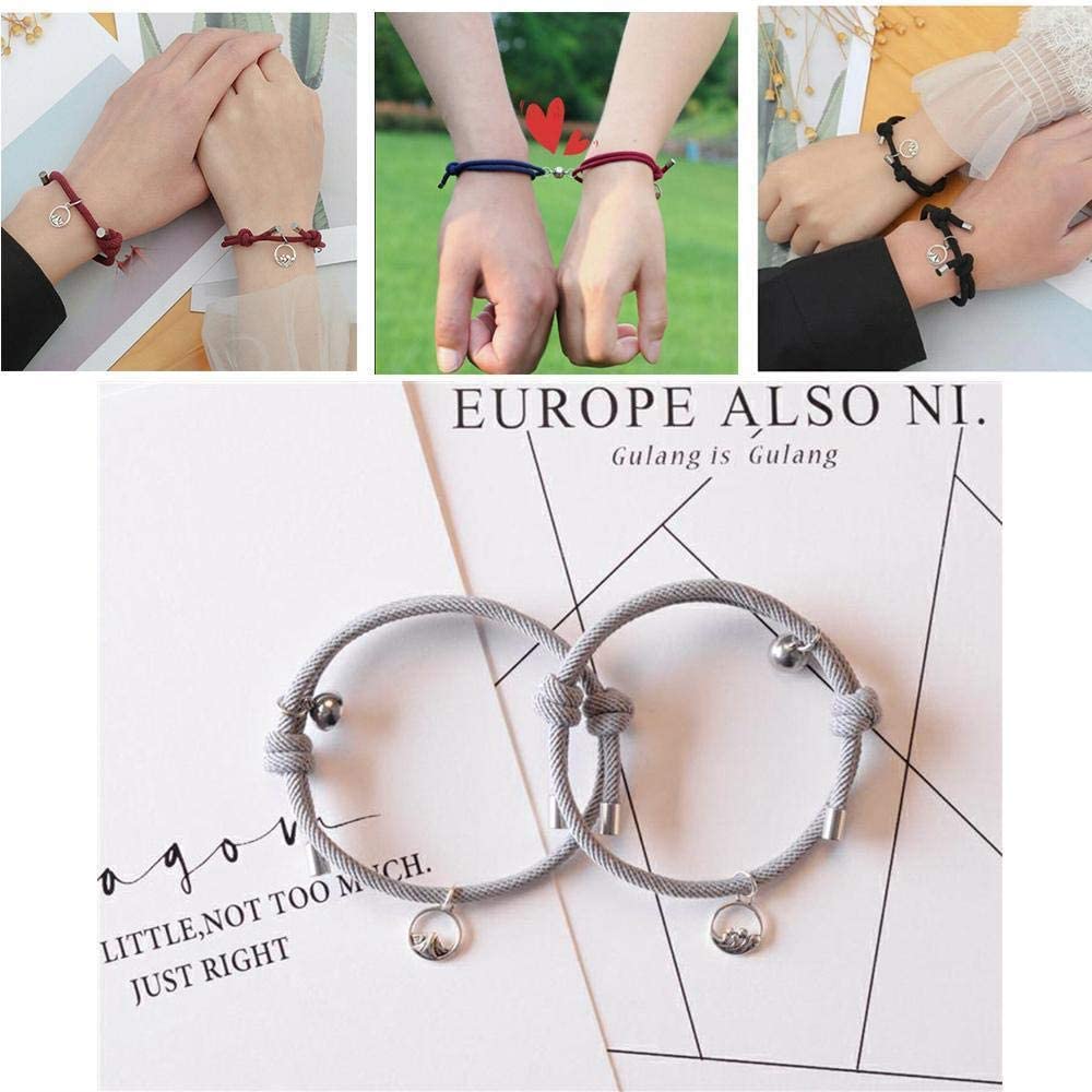 Set 2 vòng tay bện dây khóa nam châm thời trang tùy chọn màu sắc