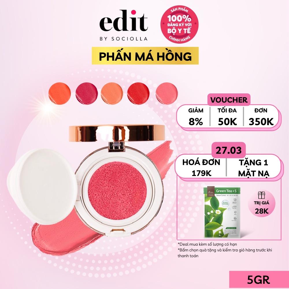 Phấn má hồng dạng cushion ESQA Radiant Cushion Blush (5gr)