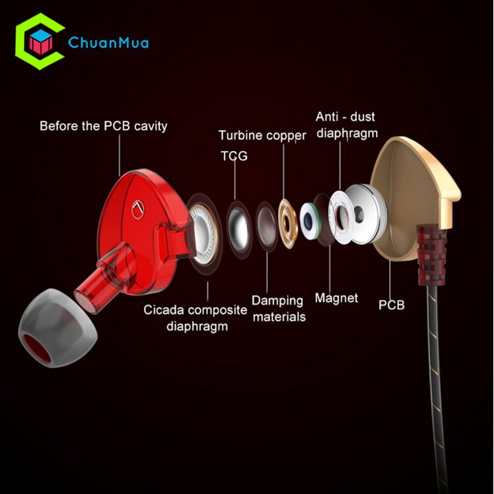 Tai Nghe Nhét Tai Có Dây Gaming QKZ CK7 chống ồn, âm thanh Hifi chất lượng cao, dáng thể thao, kèm mic đàm thoại