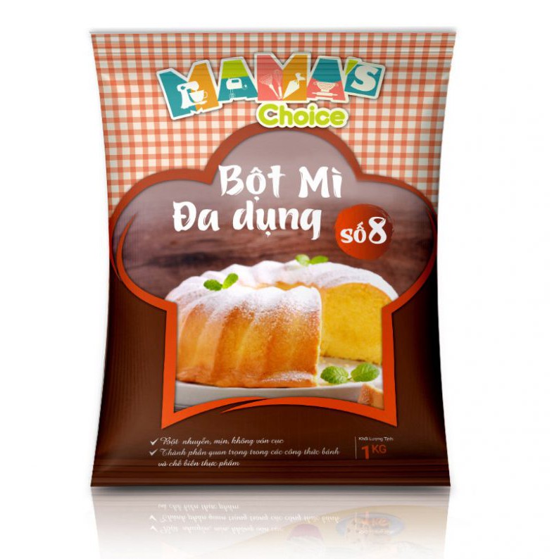 Bột mì đa dụng MAMA’S CHOICE Số 8 gói 1kg- Bột mì làm bánh bông lan, bánh Cookie