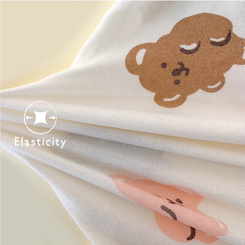 Bộ Áo Liền Quần Tay Ngắn In Hoạt Hình Gấu + Băng Đô Dễ Thương Cho Bé Sơ Sinh