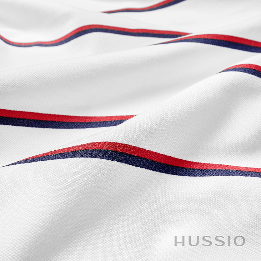 Áo thun polo nam HUSSIO phối sọc ngang phong cách | BigBuy360 - bigbuy360.vn