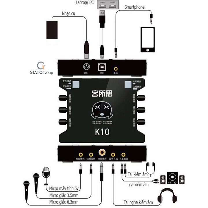 [Mã 159ELSALE hoàn 7% xu đơn 300K] Sound card thu âm XOX K10 đẳng cấp âm thanh