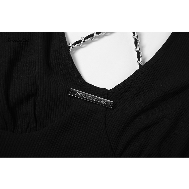 Đầm Mini Cổ Chữ U Phối Màu Tương Phản Thời Trang 2022 Cho Nữ