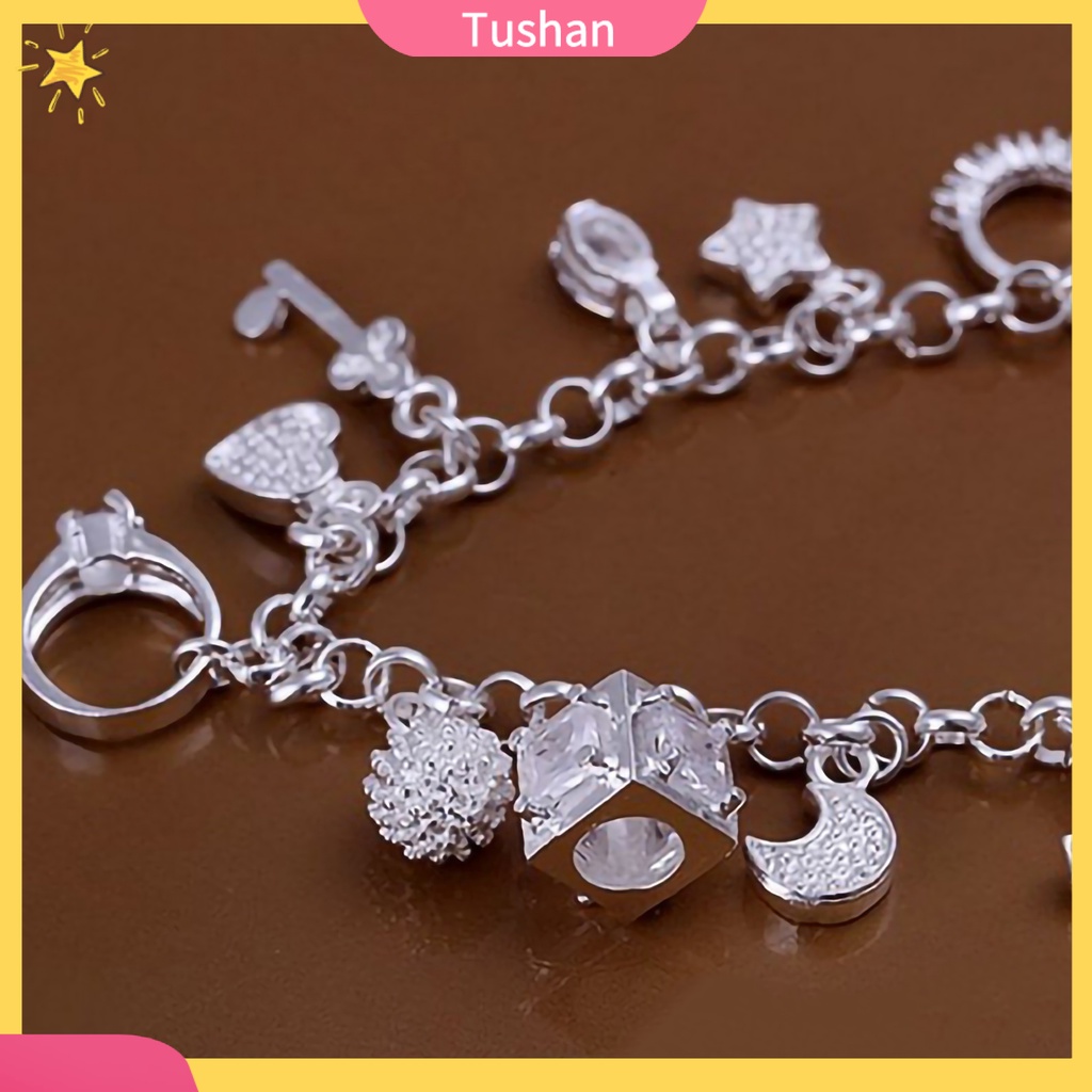 Vòng tay mạ bạc thiết kế dạng chuỗi xích thời trang tush