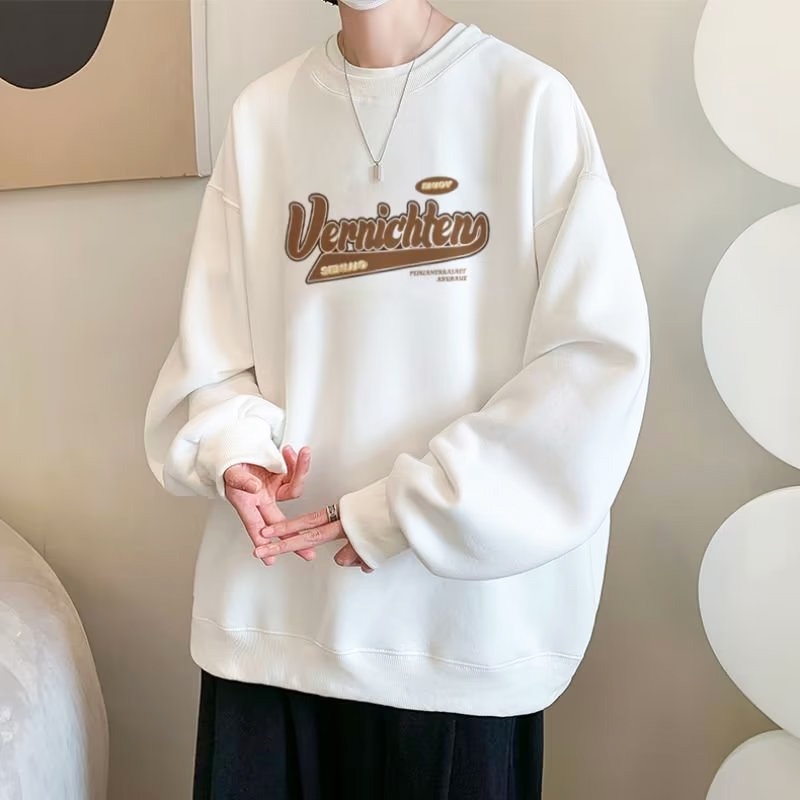 Áo Thun Tay Dài Cổ Tròn Dáng Rộng In Chữ Phong Cách Hàn Quốc Thời Trang Cho Nam Size M-5XL