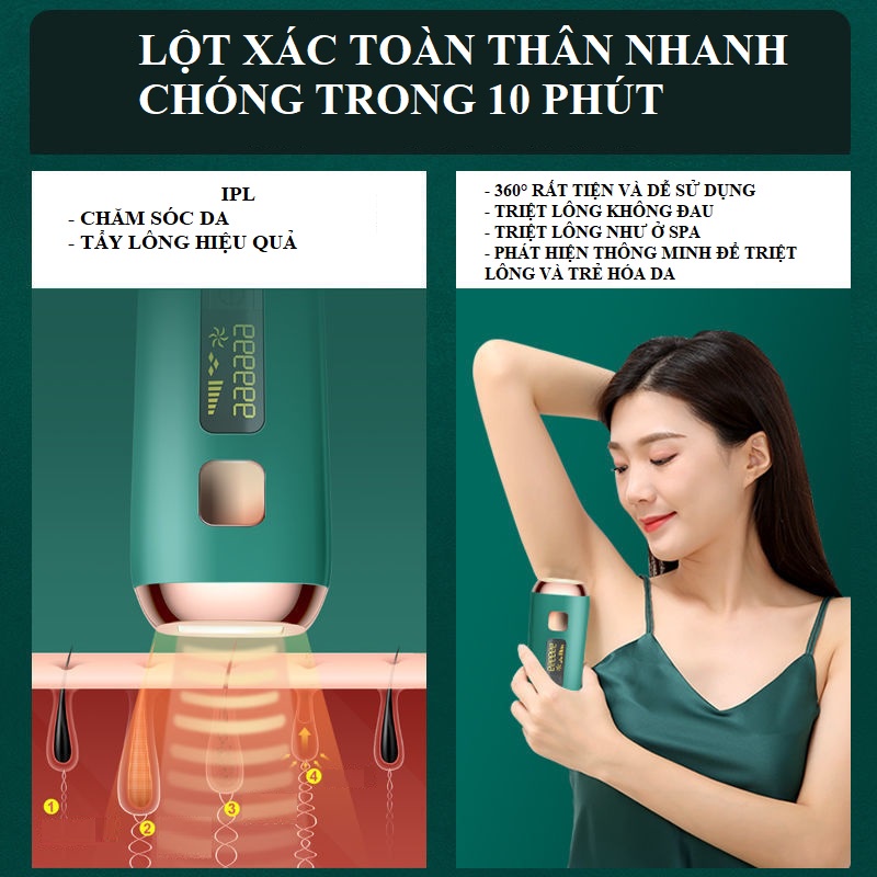 Máy triệt lông vĩnh viễn IPL 990000 xung [Bảo Hành 12 tháng ]