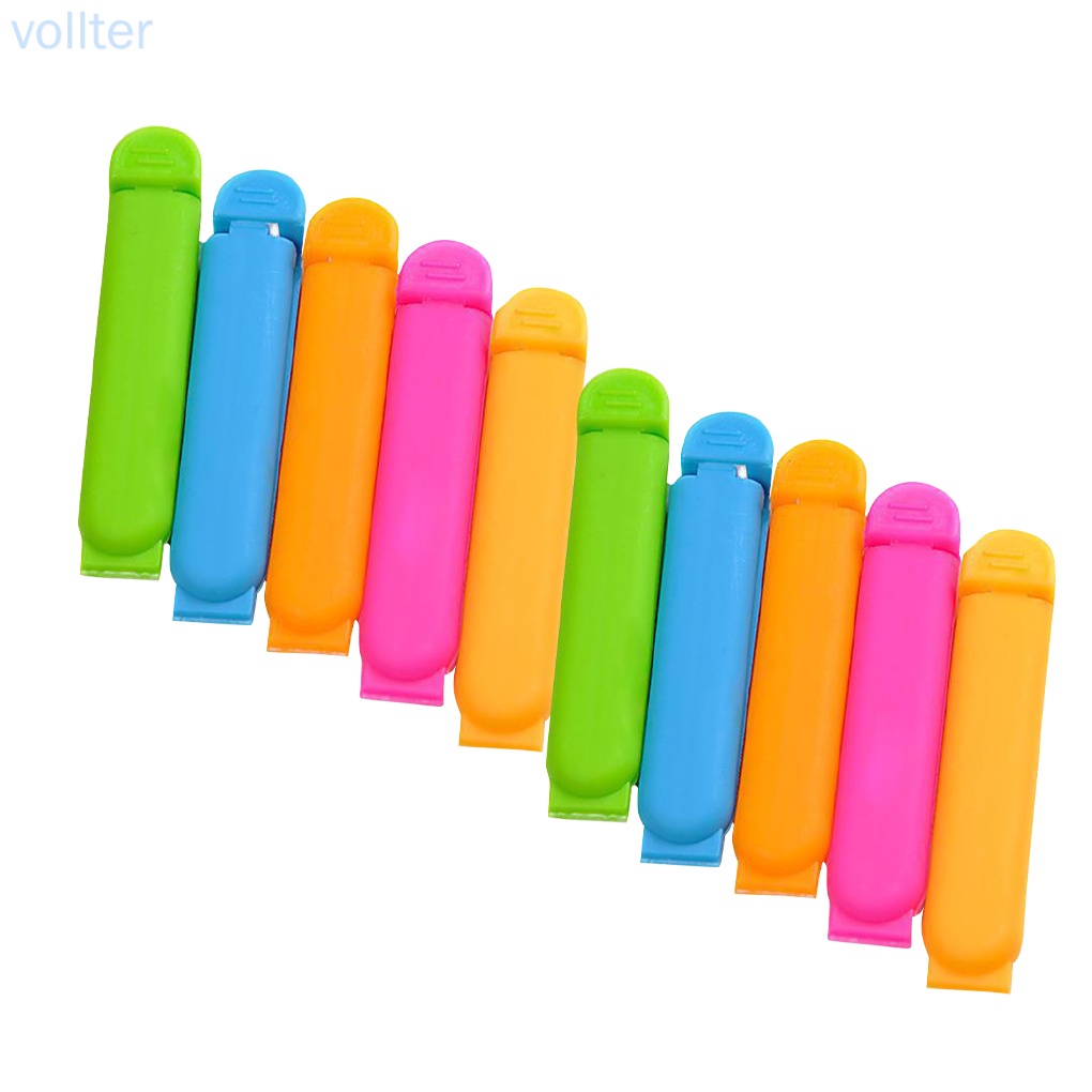 Set 10 kẹp niêm phong miệng túi thực phẩm bằng nhựa PP màu sắc giao ngẫu nhiên