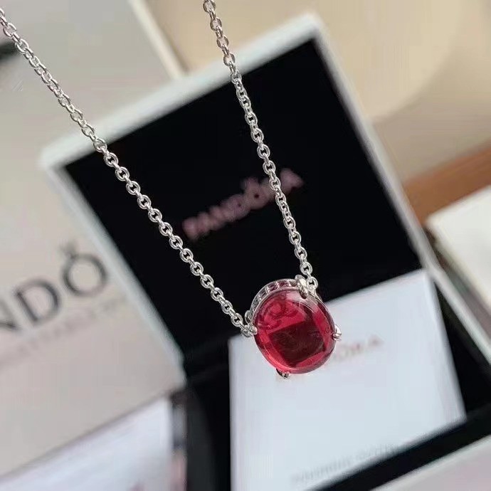 Pandora Dây Chuyền Mạ Bạc 925 Đính Đá Quý Sang Trọng